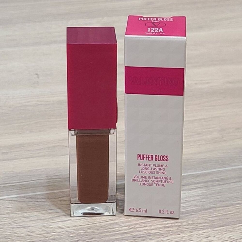 Valentino Puffer Gloss Lip Gloss 122A Warm It Up Plumping Shine Liquid NIB 0.2oz